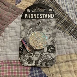 Raised jeweled phone stand.